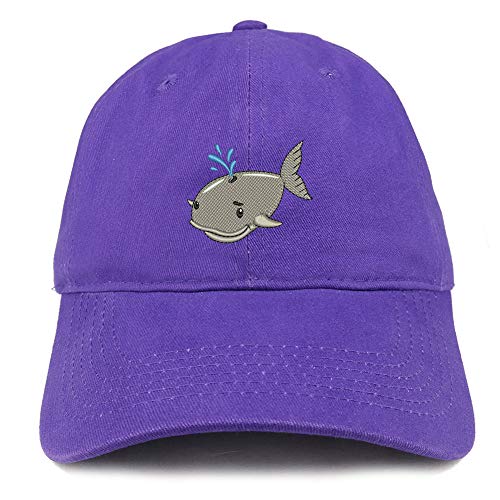 Trendy Apparel Shop Baby Whale Embroidered Soft Crown 100% Brushed Cotton Cap