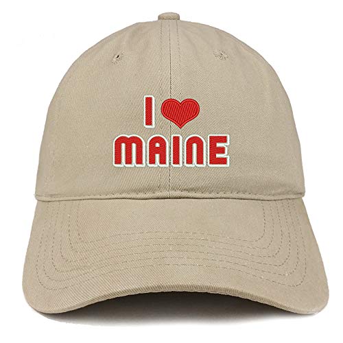 Trendy Apparel Shop I Love Maine Embroidered Soft Crown 100% Brushed Cotton Cap
