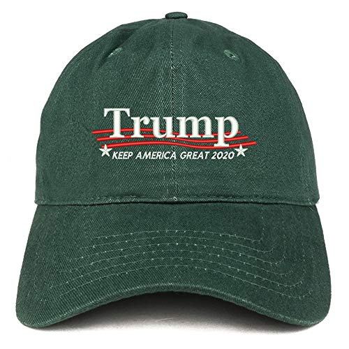 Trendy Apparel Shop Trump Keep America Great 2020 Wavy Embroidered 100% Cotton Adjustable Cap Dad Hat