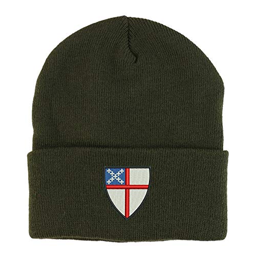 Trendy Apparel Shop Episcopal Shield Embroidered Winter Long Cuff Beanie