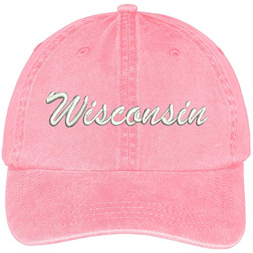 Trendy Apparel Shop Wisconsin State Embroidered Low Profile Adjustable Cotton Cap