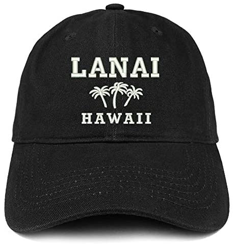 Trendy Apparel Shop Lanai Hawaii and Palm Tree Embroidered Brushed Cap