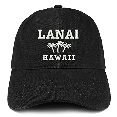 Trendy Apparel Shop Lanai Hawaii and Palm Tree Embroidered Brushed Cap