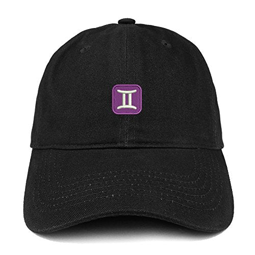 Trendy Apparel Shop Emoticon Gemini Embroidered 100% Soft Brushed Cotton Low Profile Cap
