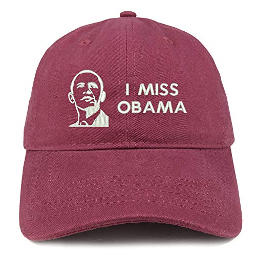 Trendy Apparel Shop I Miss Obama and Portrait Embroidered Brushed Cotton Cap