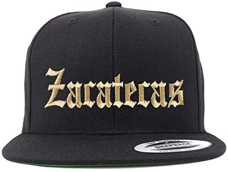 Trendy Apparel Shop Old English Zacatecas Gold Embroidered Flatbill Snapback Baseball Cap
