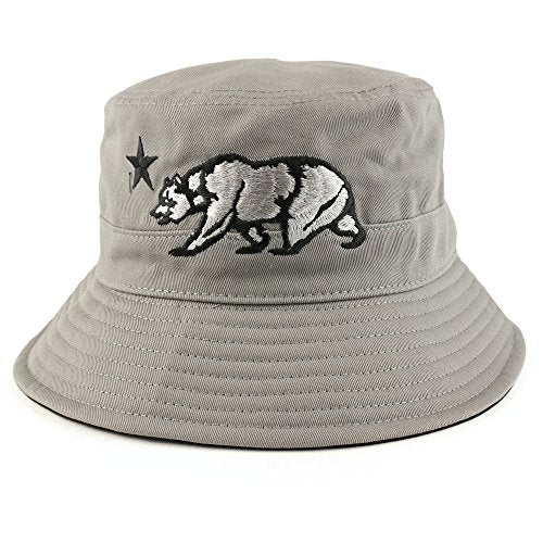 Trendy Apparel Shop Cali Bear Star Embroidered Cotton Twill Bucket Hat