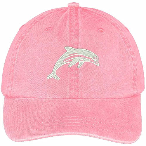 Trendy Apparel Shop Dolphin Embroidered Animal Series Low Profile Washed Cotton Cap