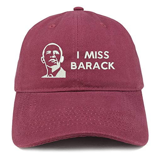 Trendy Apparel Shop I Miss Barack and Portrait Embroidered Brushed Cotton Cap