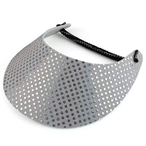 Trendy Apparel Shop Made in USA Shiny Glitter Summer String Elastic Foam Visors