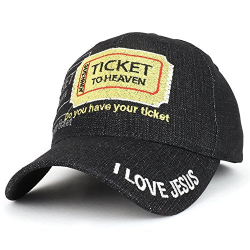 Trendy Apparel Shop Ticket to Heaven Jesus Embroidered Christian Theme Baseball Cap