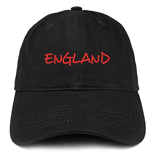 Trendy Apparel Shop England Text Embroidered Soft Crown 100% Brushed Cotton Cap