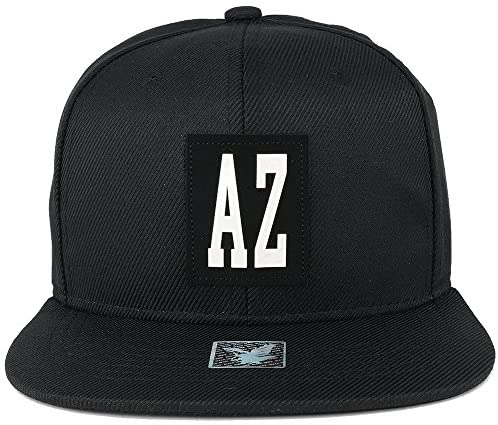 Trendy Apparel Shop Cotton 6 Panel Flatbill Snapback Cap with State Rubber Patch - Black