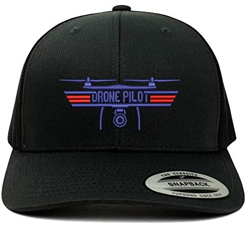 Trendy Apparel Shop Flexfit XXL Drone Top Gun Pilot Embroidered Retro Trucker Mesh Cap