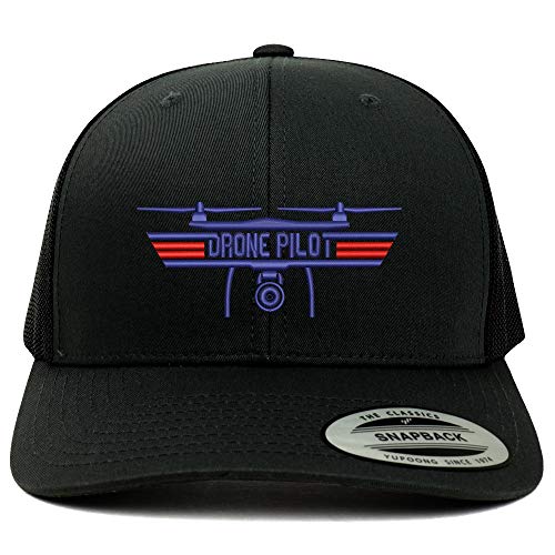 Trendy Apparel Shop Flexfit XXL Drone Top Gun Pilot Embroidered Retro Trucker Mesh Cap