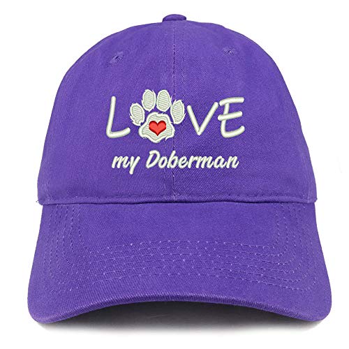 Trendy Apparel Shop I Love My Doberman Embroidered Soft Crown 100% Brushed Cotton Cap