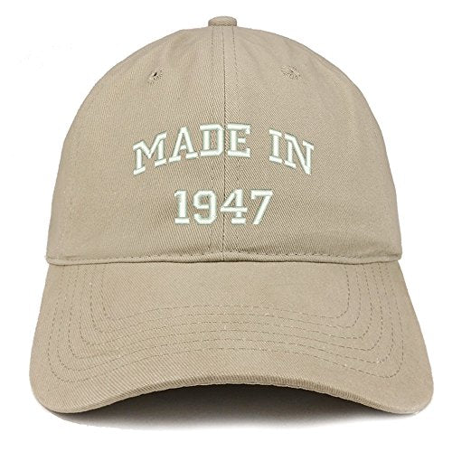 Trendy Apparel Shop Made in 1947 Text Embroidered Birthday Brushed Cotton Cap