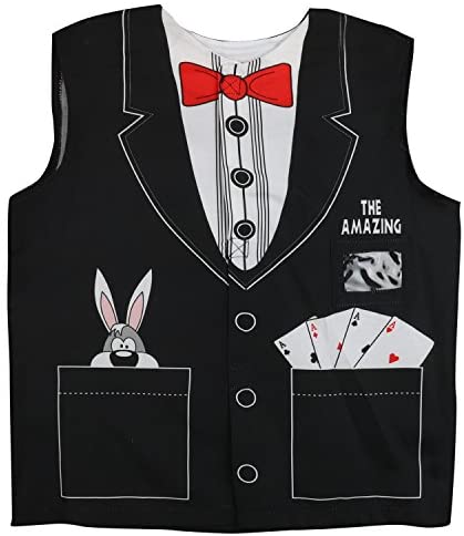 Trendy Apparel Shop Kid's Junior Costume Magician Shirt Vest - BLACK