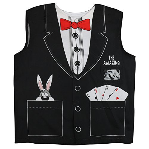 Trendy Apparel Shop Kid's Junior Costume Magician Shirt Vest - BLACK