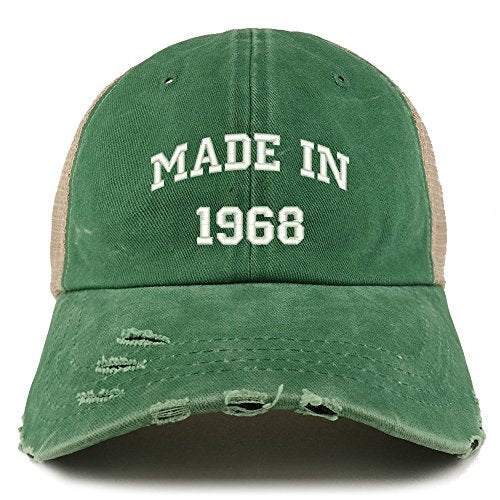 Trendy Apparel Shop Made in 1968 Text 51st Birthday Embroider Frayed Mesh Cap
