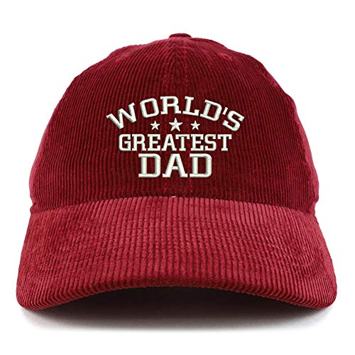 Trendy Apparel Shop World's Greatest Dad Corduroy Unstructured Baseball Cap
