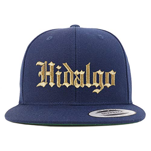 Trendy Apparel Shop Old English Hidalgo Gold Embroidered Flatbill Snapback Baseball Cap