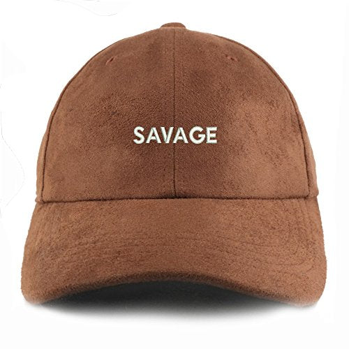 Trendy Apparel Shop Savage Embroidered Faux Suede Leather Adjustable Cap
