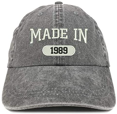 Trendy Apparel Shop Made in 1989 Embroidered 32nd Birthday Washed Baseball Cap
