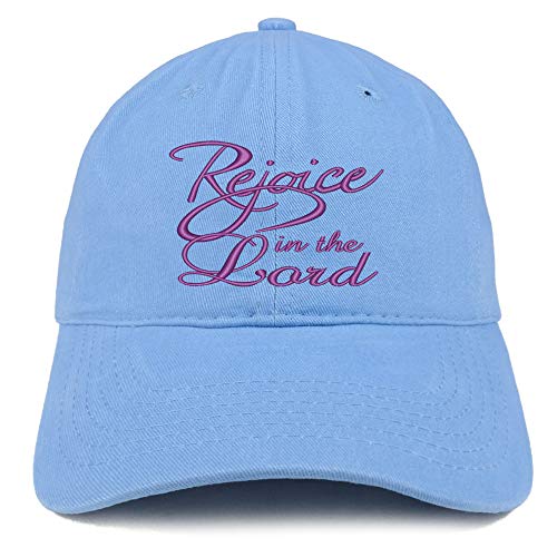 Trendy Apparel Shop Rejoice in The Lord Embroidered Soft Crown 100% Brushed Cotton Cap