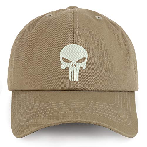 Trendy Apparel Shop XXL Punisher Skull Embroidered Unstructured Cotton Cap