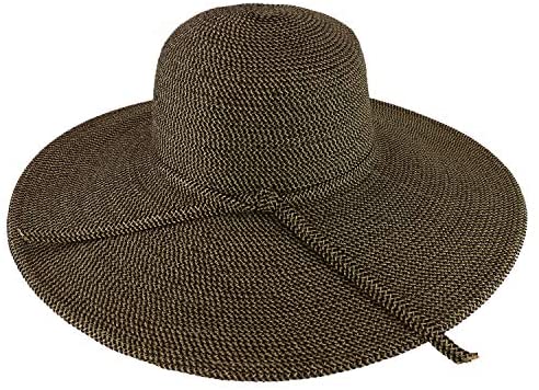 Trendy Apparel Shop UPF 50+ Paper Braid Tweed 5" Flat Brim Sun Shade Hat