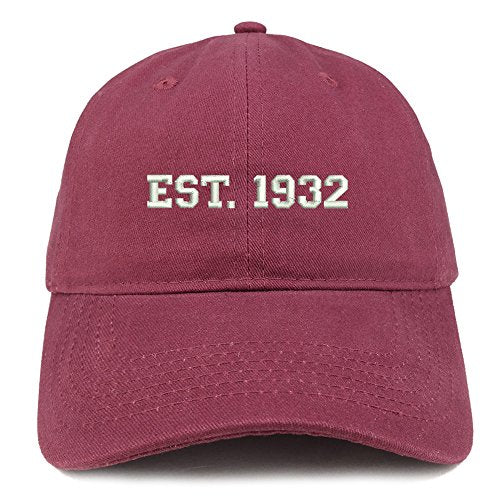 Trendy Apparel Shop EST 1932 Embroidered - 89th Birthday Gift Soft Cotton Baseball Cap