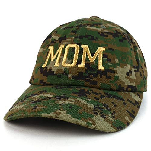 Trendy Apparel Shop MOM Capital Gold Thread Embroidered Soft Crown 100% Brushed Cotton Cap
