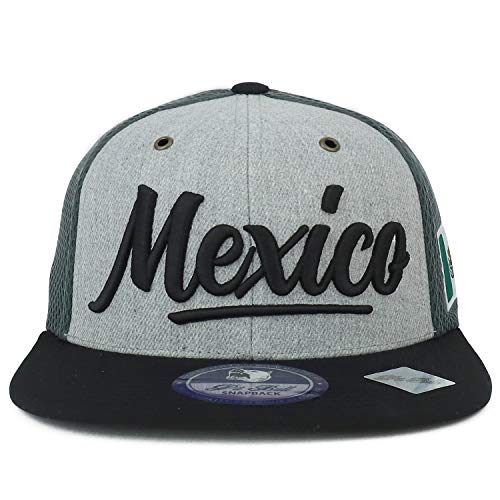 Trendy Apparel Shop 3D Mexico Embroidered Micromesh Flatbill Snapback Hat