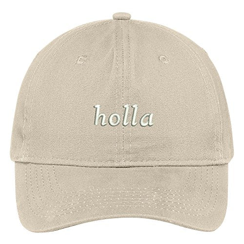 Trendy Apparel Shop Holla Embroidered Soft Crown 100% Brushed Cotton Cap