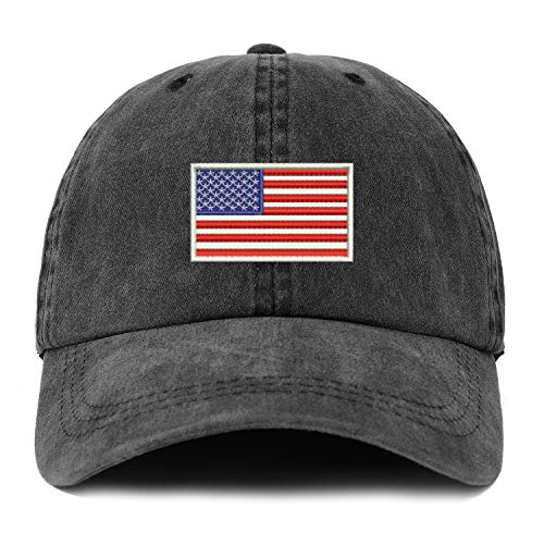 Trendy Apparel Shop XXL USA White Flag Embroidered Unstructured Washed Pigment Dyed Baseball Cap