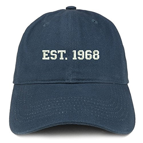 Trendy Apparel Shop EST 1968 Embroidered - 53rd Birthday Gift Soft Cotton Baseball Cap
