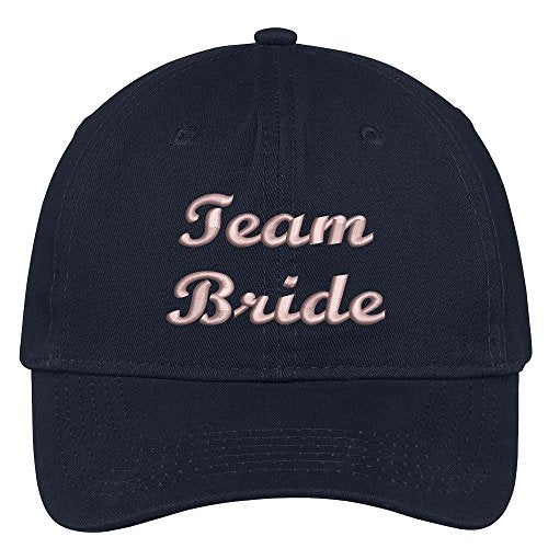 Trendy Apparel Shop Team Bride Script Wedding Theme Embroidered Soft Crown Cotton Cap