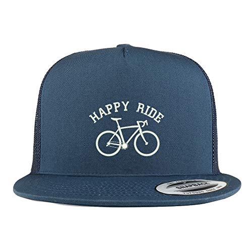 Trendy Apparel Shop Happy Ride Embroidered 5 Panel Flatbill Mesh Cap
