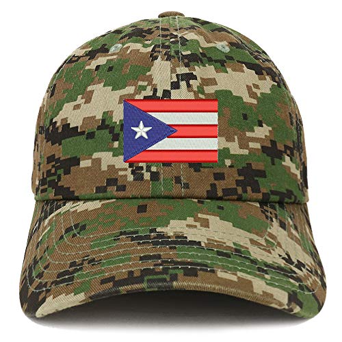 Trendy Apparel Shop Puerto Rico Flag Embroidered Soft Crown 100% Brushed Cotton Cap