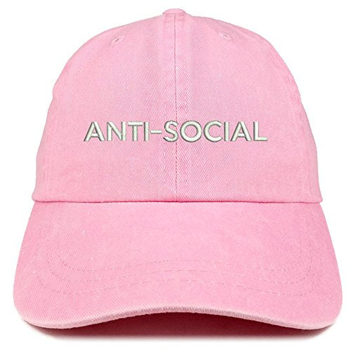 Trendy Apparel Shop Anti Social Embroidered Soft Crown Cotton Adjustable Cap