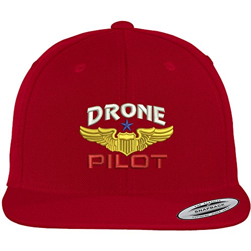 Trendy Apparel Shop Drone Pilot Aviation Wing Embroidered Flat Bill Snapback Baseball Cap
