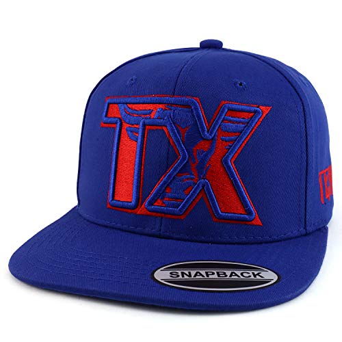 Trendy Apparel Shop TX Texas Bull Embroidered Flatbill Snapback Baseball Cap