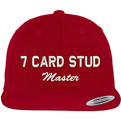 Trendy Apparel Shop 7 Card Stud Master Embroidered Flat Bill Snap Back Cap