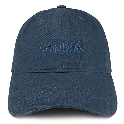 Trendy Apparel Shop London Text Embroidered Soft Crown 100% Brushed Cotton Cap