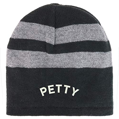 Trendy Apparel Shop Petty Embroidered Fleece Lined Striped Short Beanie
