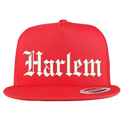 Trendy Apparel Shop Old English Font Harlem City Embroidered 5 Panel Mesh Cap