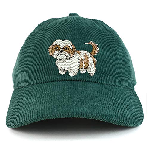 Trendy Apparel Shop Shih Tzu Embroidered Corduroy Unstructured Baseball Cap