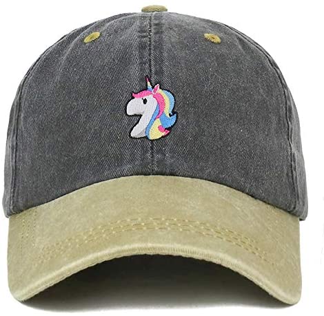 Trendy Apparel Shop Unicorn Patch Pigment Dyed Washed Two Tone Baseball Cap