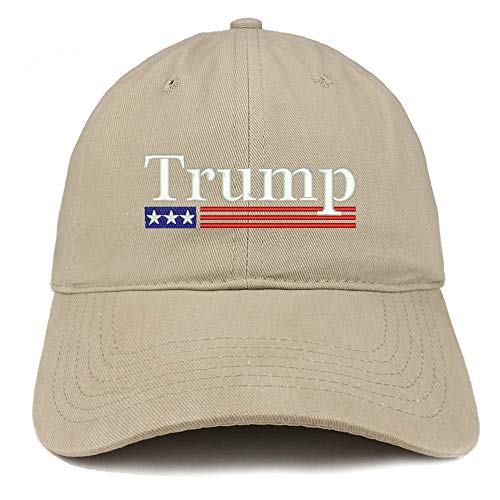 Trendy Apparel Shop Trump USA Flag Embroidered 100% Cotton Adjustable Cap Dad Hat